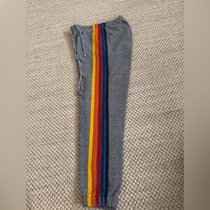Aviator Nation Women’s Five Stripe Sweatpants in Heather Grey, XS